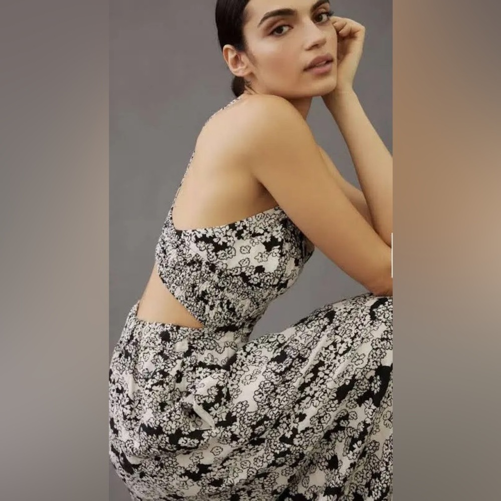 Anthropologie Black and White Floral Maxi Dress